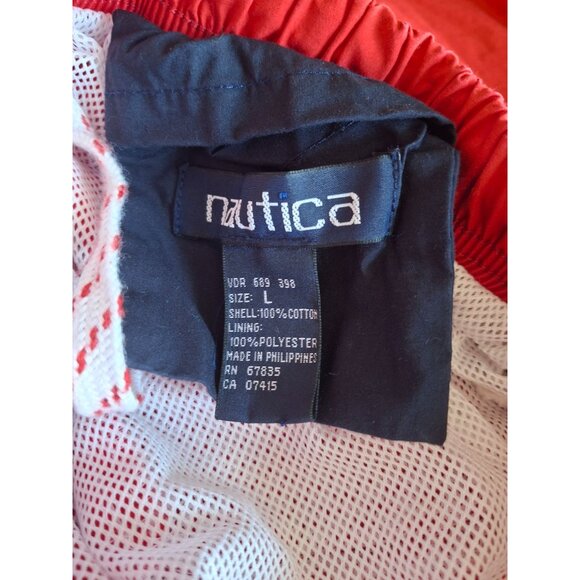 Nautica Red Swim Trunks Mens Large Red Elastic Waist - Picture 3 of 7